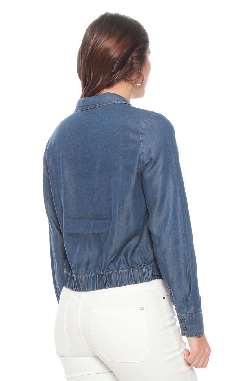 Blusa Lyocell Manga Larga Abotonada En El  Delantero-5