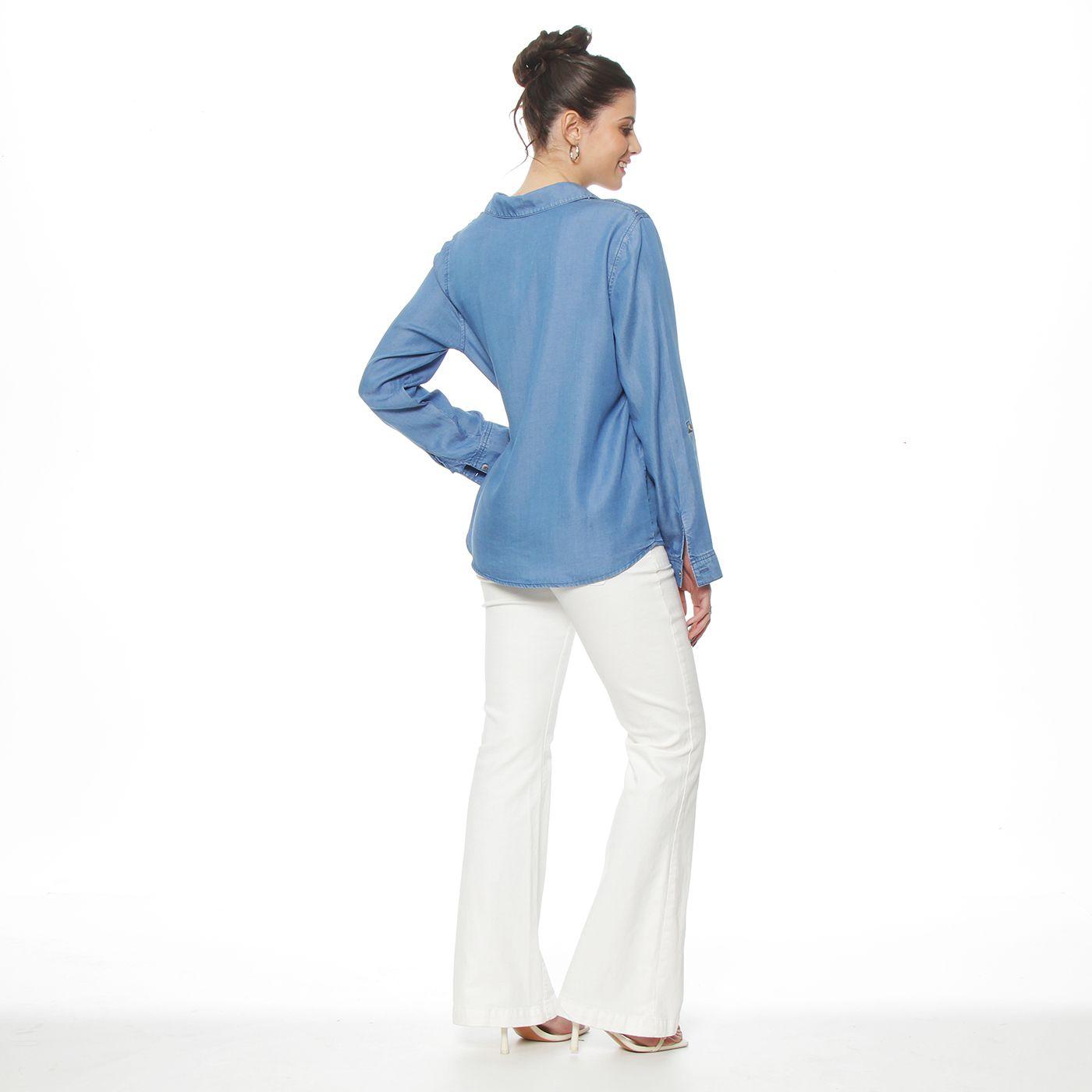 Blusa Denim Cuello Camisero Aplicacion Tachas Y Perlas-5