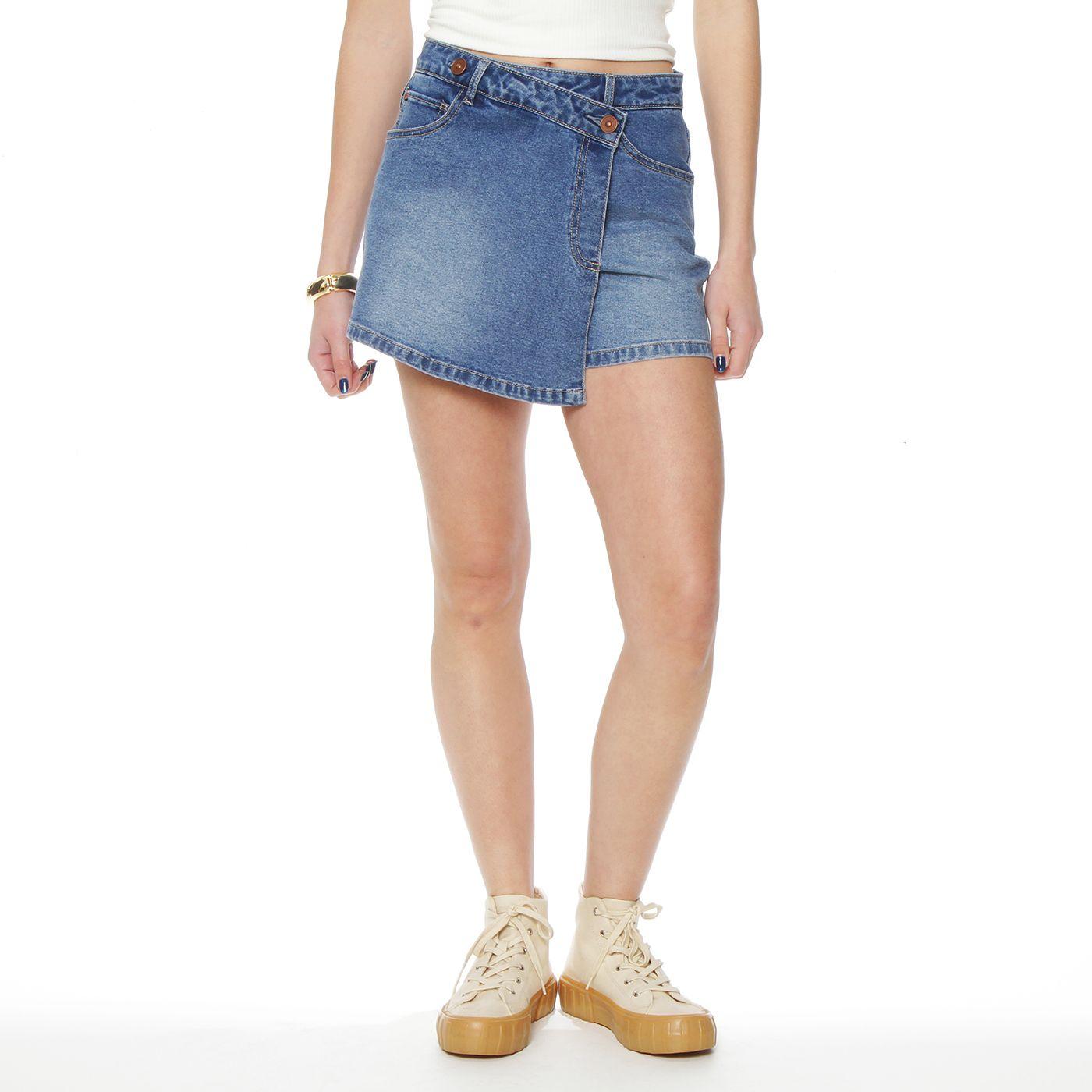Falda Pantalon  Tiro Medio  Pretina Basica Un Boton-2