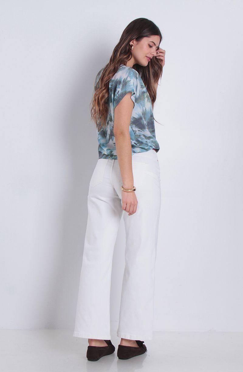 Blusa Estampada Manga Corta Cuello Mao Escote V Amarrada En Ruedo-7