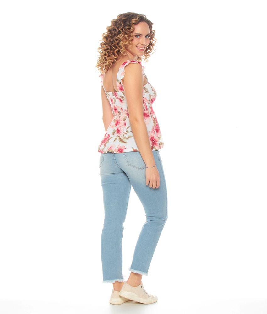 Blusa S/m Estampada Pabilo Con Ruchas Escote Cuadrado-7