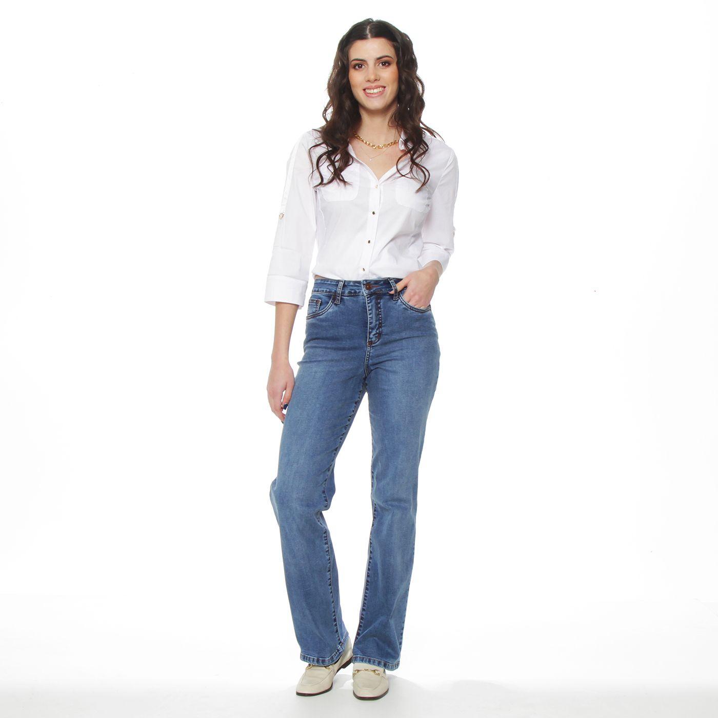 Jeans Recto Tiro Alto  Pretina Basica 1 Boton-3