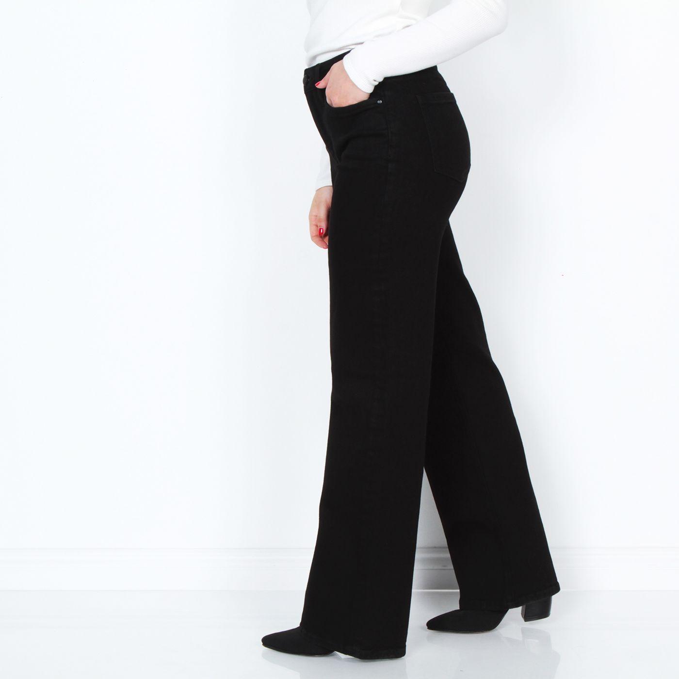 Jeans Wide Leg Tiro Alto Pretina Basica  1 Boton-2