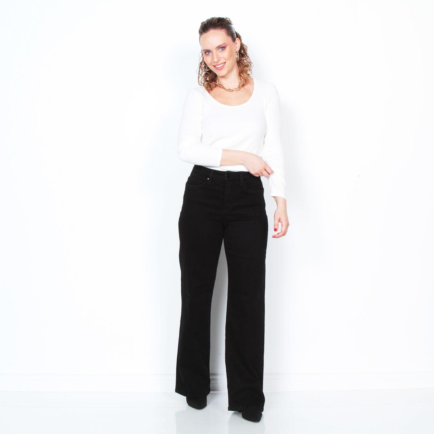 Jeans Wide Leg Tiro Alto Pretina Basica  1 Boton-4