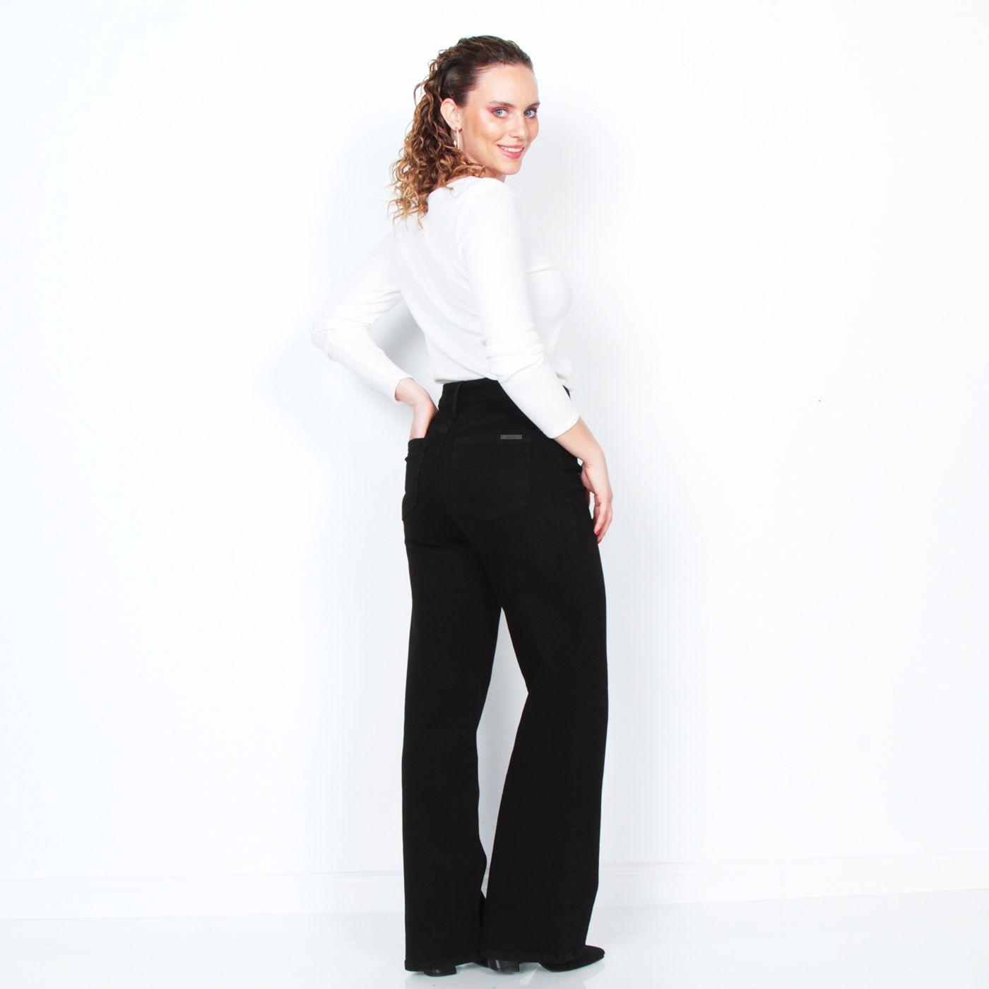 Jeans Wide Leg Tiro Alto Pretina Basica  1 Boton-6