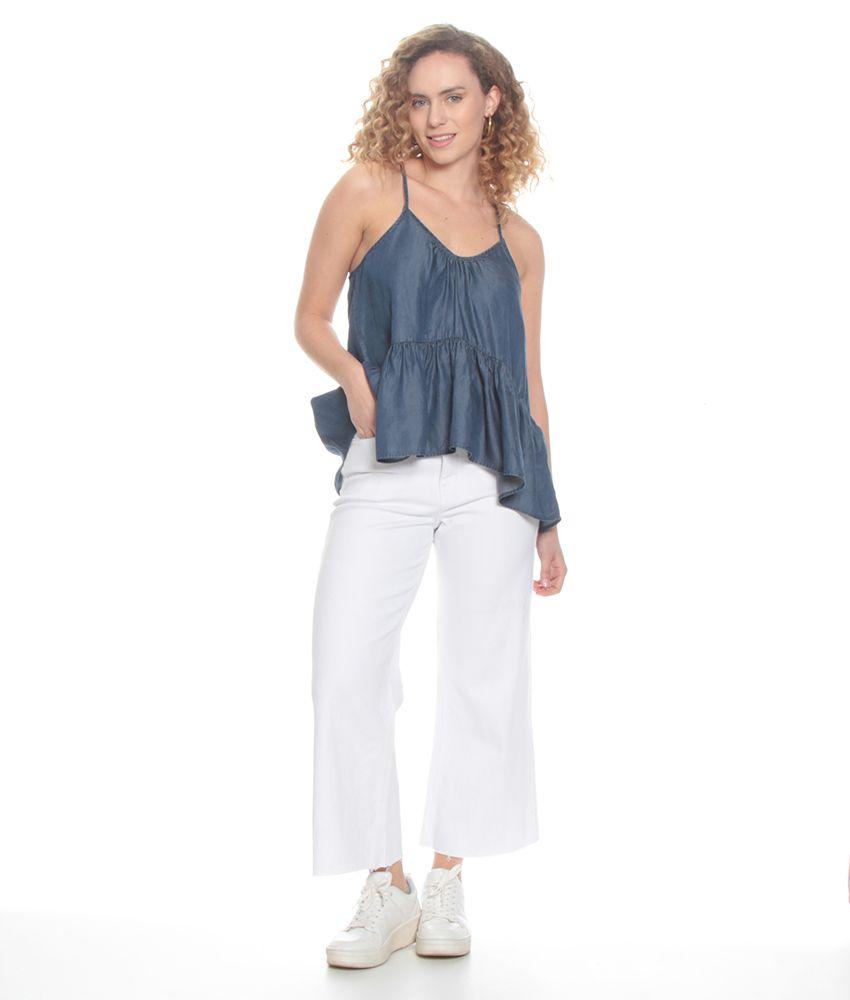 Blusa Ancha Sin Manga Pabilo Tencel Escote V  Detalle Espalda-0