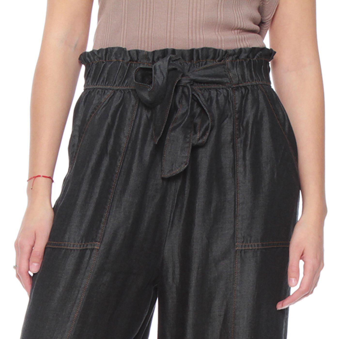 Pantalon Lyocell Wide Leg Tiro Alto Pretina Elasticada Con Lazo-2