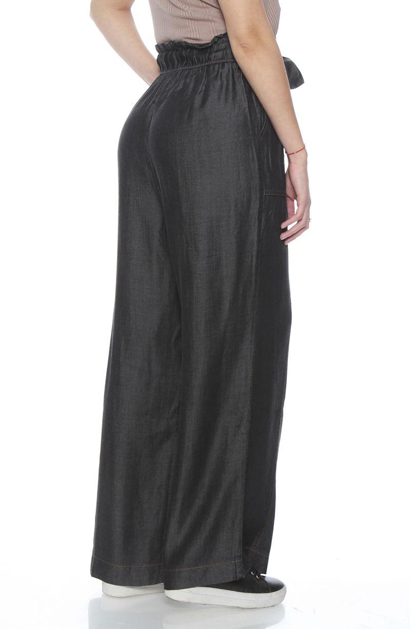 Pantalon Lyocell Wide Leg Tiro Alto Pretina Elasticada Con Lazo-3