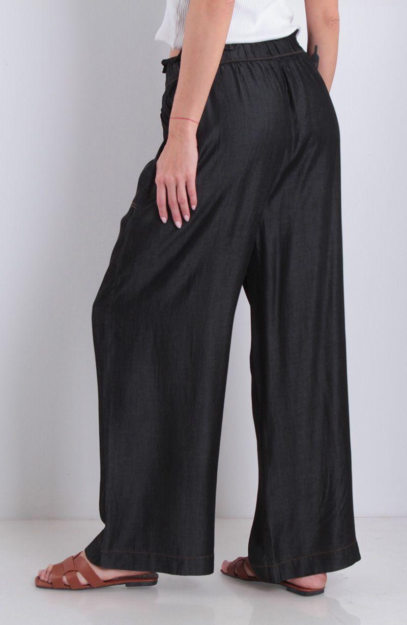 Pantalon Lyocell Wide Leg Tiro Alto Pretina Elasticada Con Lazo-4