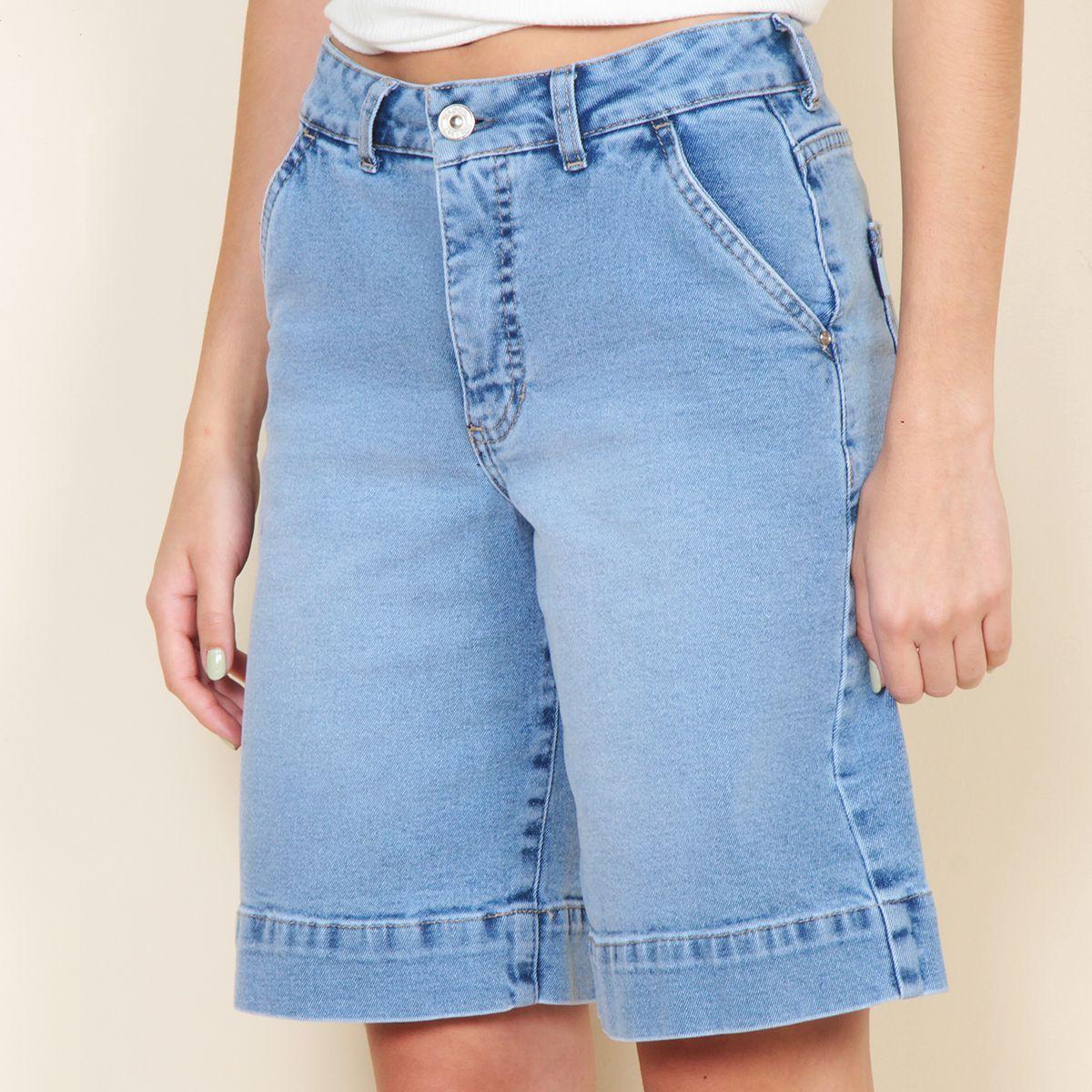 Bermuda Tiro Alto Pretina Basica 1 Boton Bolsillo Argentino-1