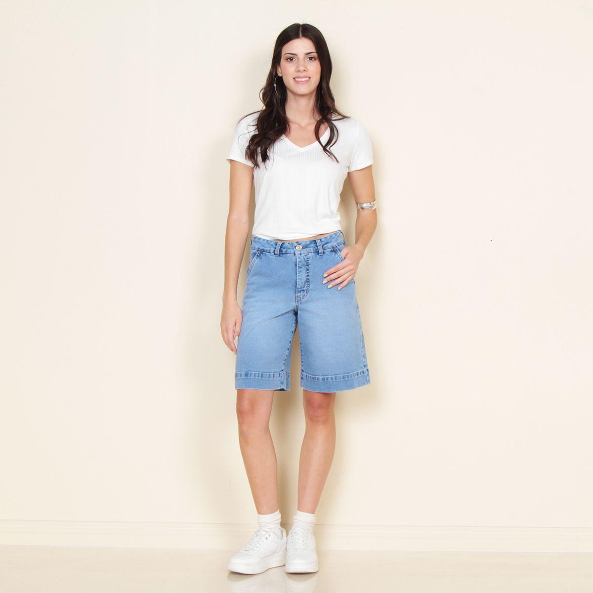 Bermuda Tiro Alto Pretina Basica 1 Boton Bolsillo Argentino-3