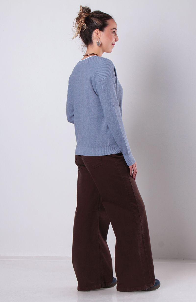 Sweater Manga    Larga Escote V-4