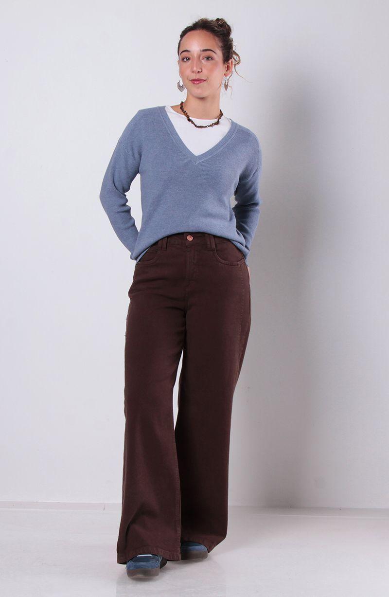Sweater Manga    Larga Escote V-5