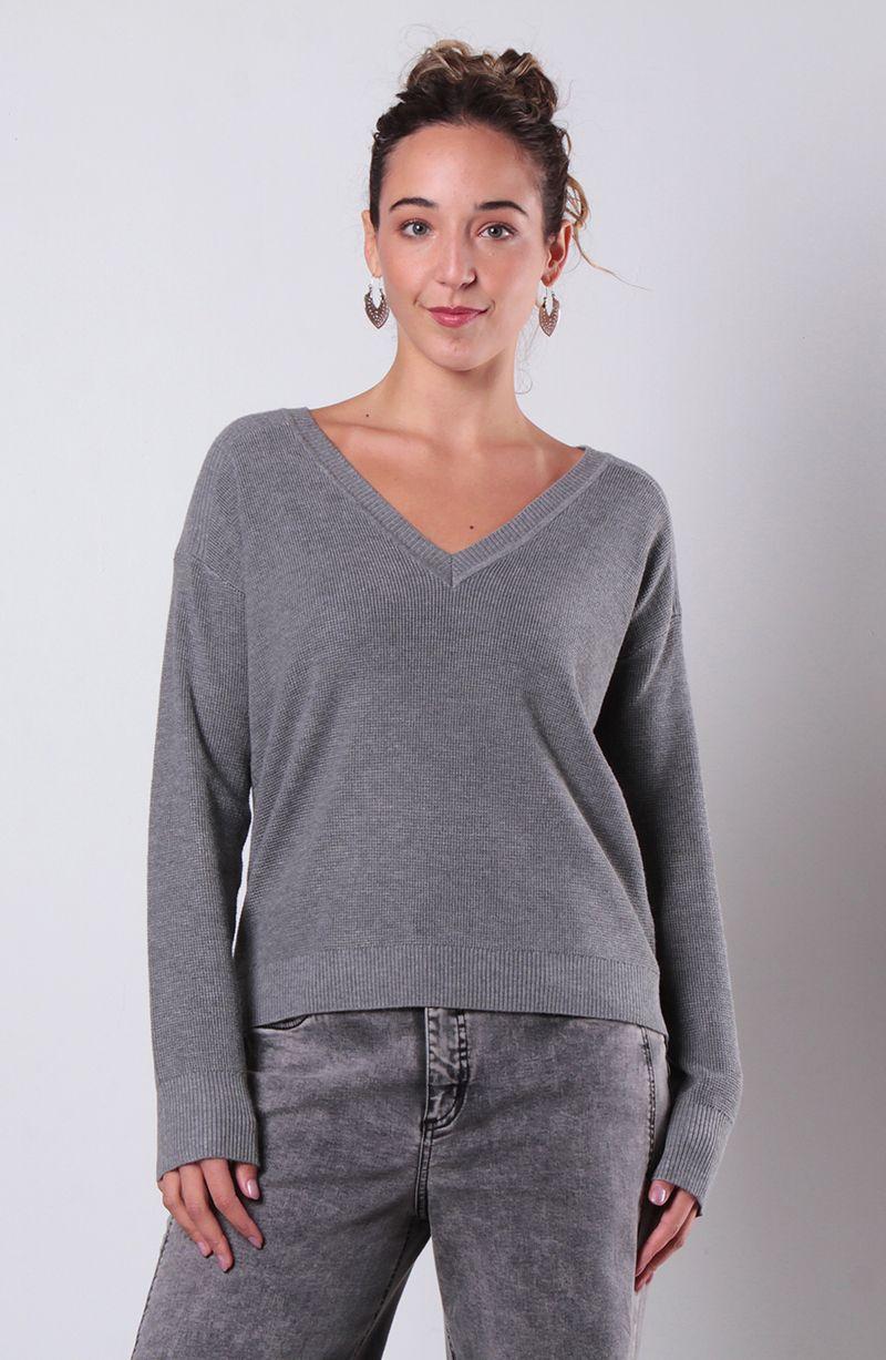 Sweater Manga    Larga Escote V-0