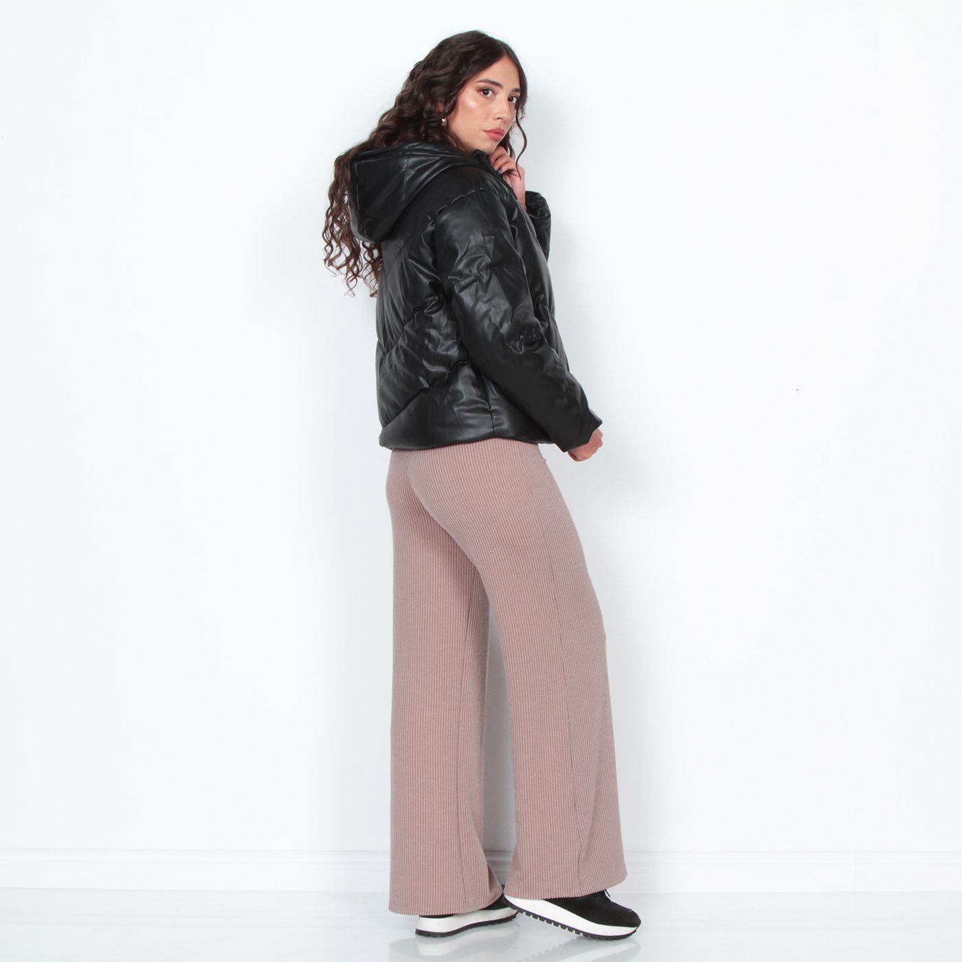Parka Manga Larga Puffer Pu Con Capucha-9