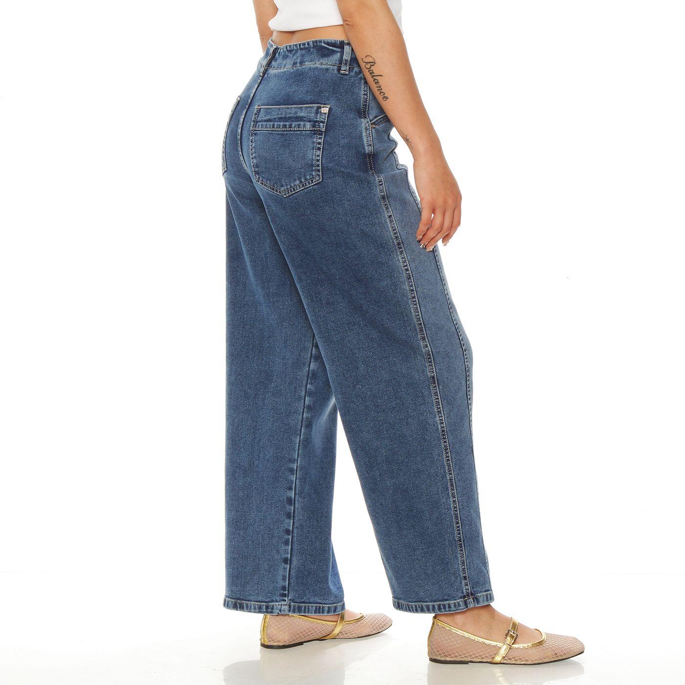 Jeans Crop Wide Tiro Alto  Pretina Interna 1 Boton-9