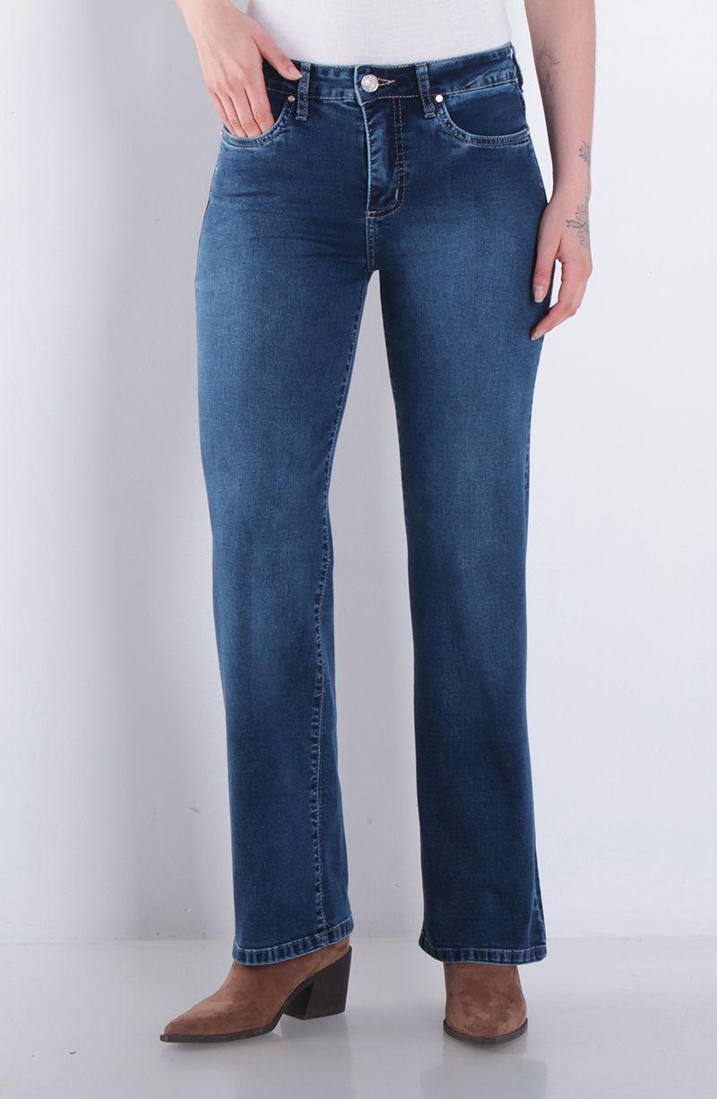 Jeans Recto Tiro Alto Basico Pretina Un Boton-0