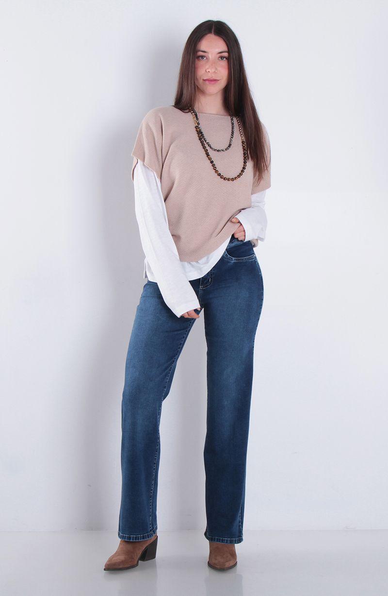 Jeans Recto Tiro Alto Basico Pretina Un Boton-4