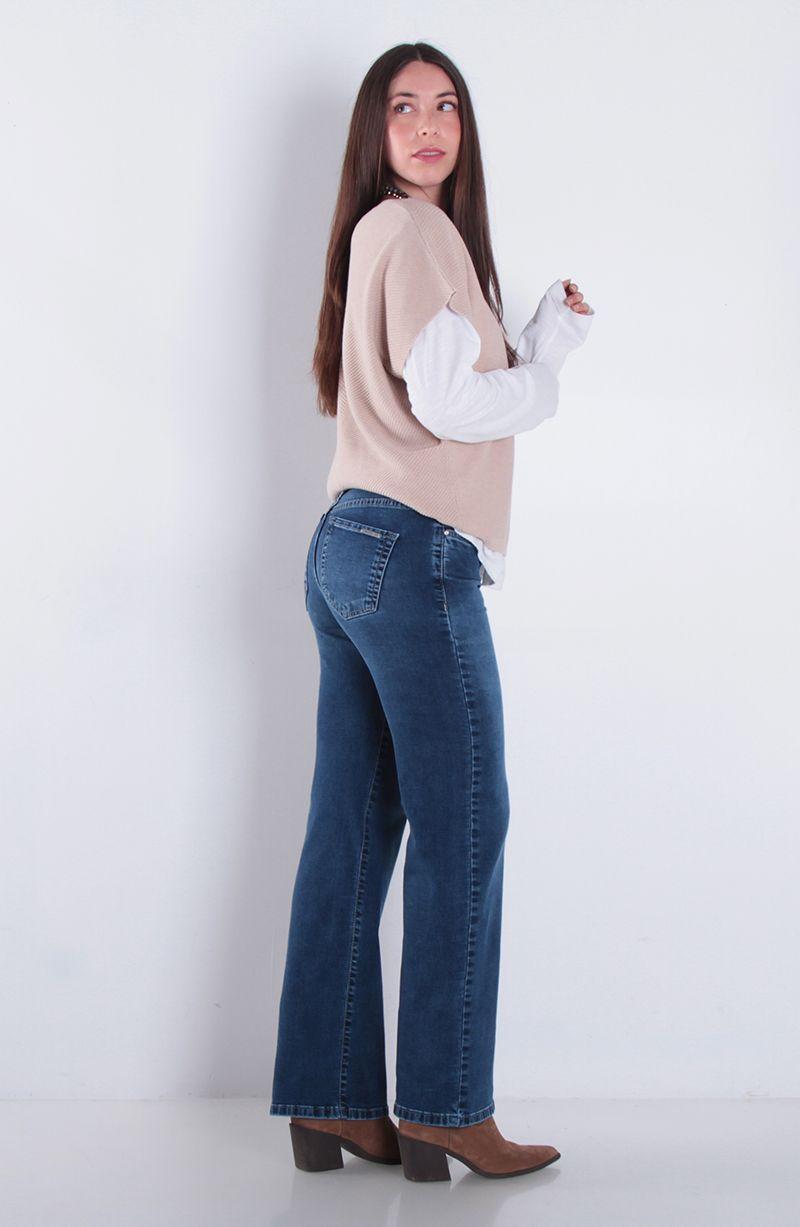 Jeans Recto Tiro Alto Basico Pretina Un Boton-8