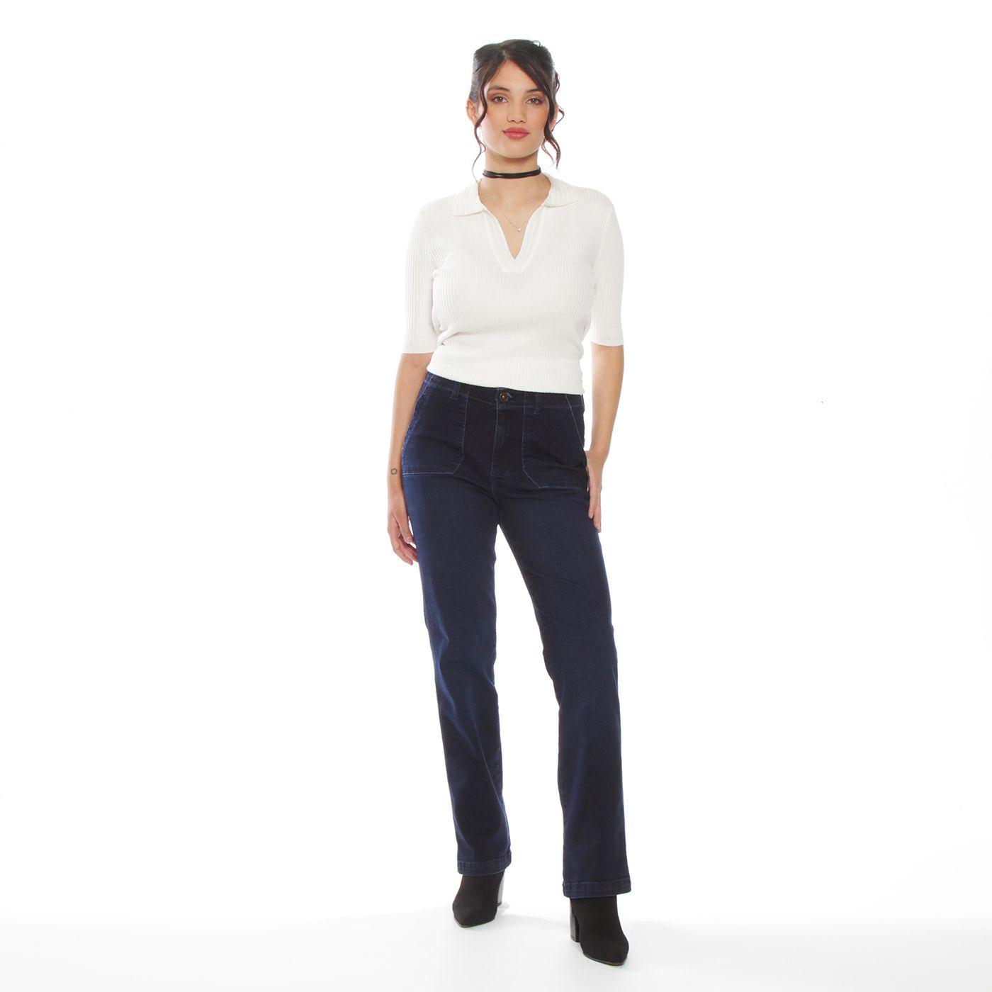 Jeans Recto Cargo Tiro Alto Pretina Interna 1 Boton-3