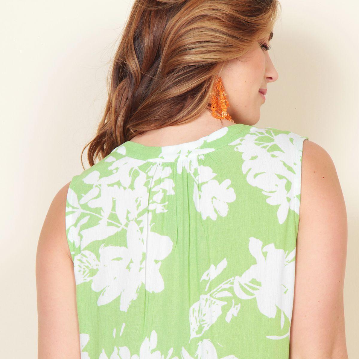Vestido Sin Manga  Estampado Escote V-5