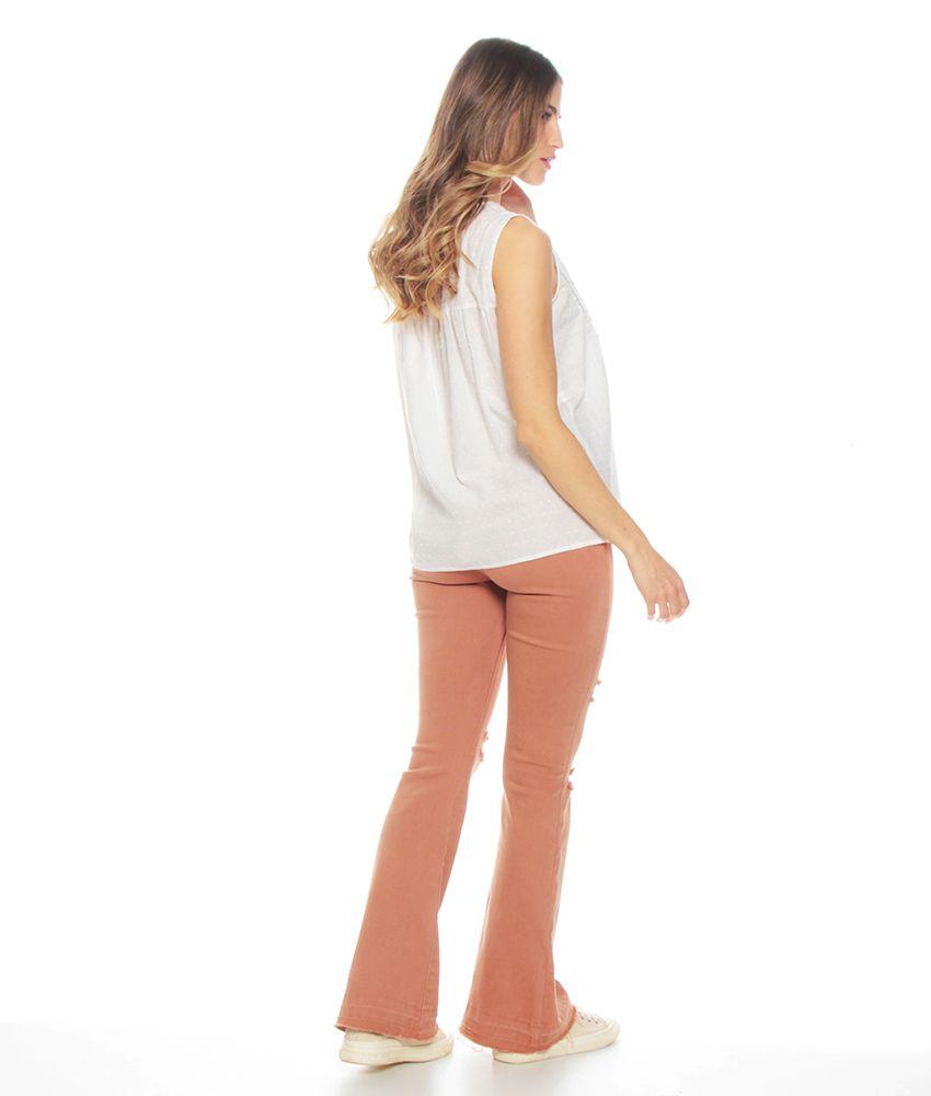 Blusa Sin Manga Solida Escote V Detalle Delantero-5