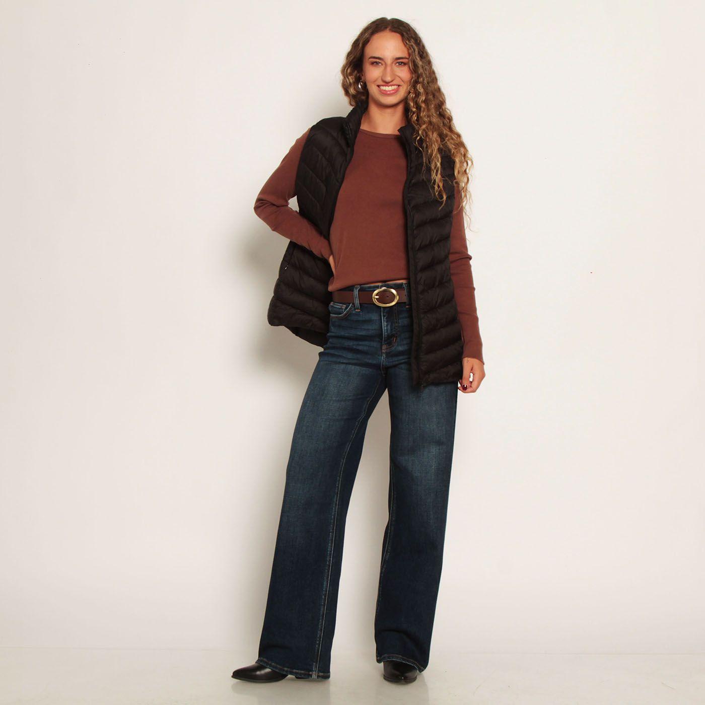 Parka Sin Manga Solida Con Cierre En El Delantero Y Bolsillos-2