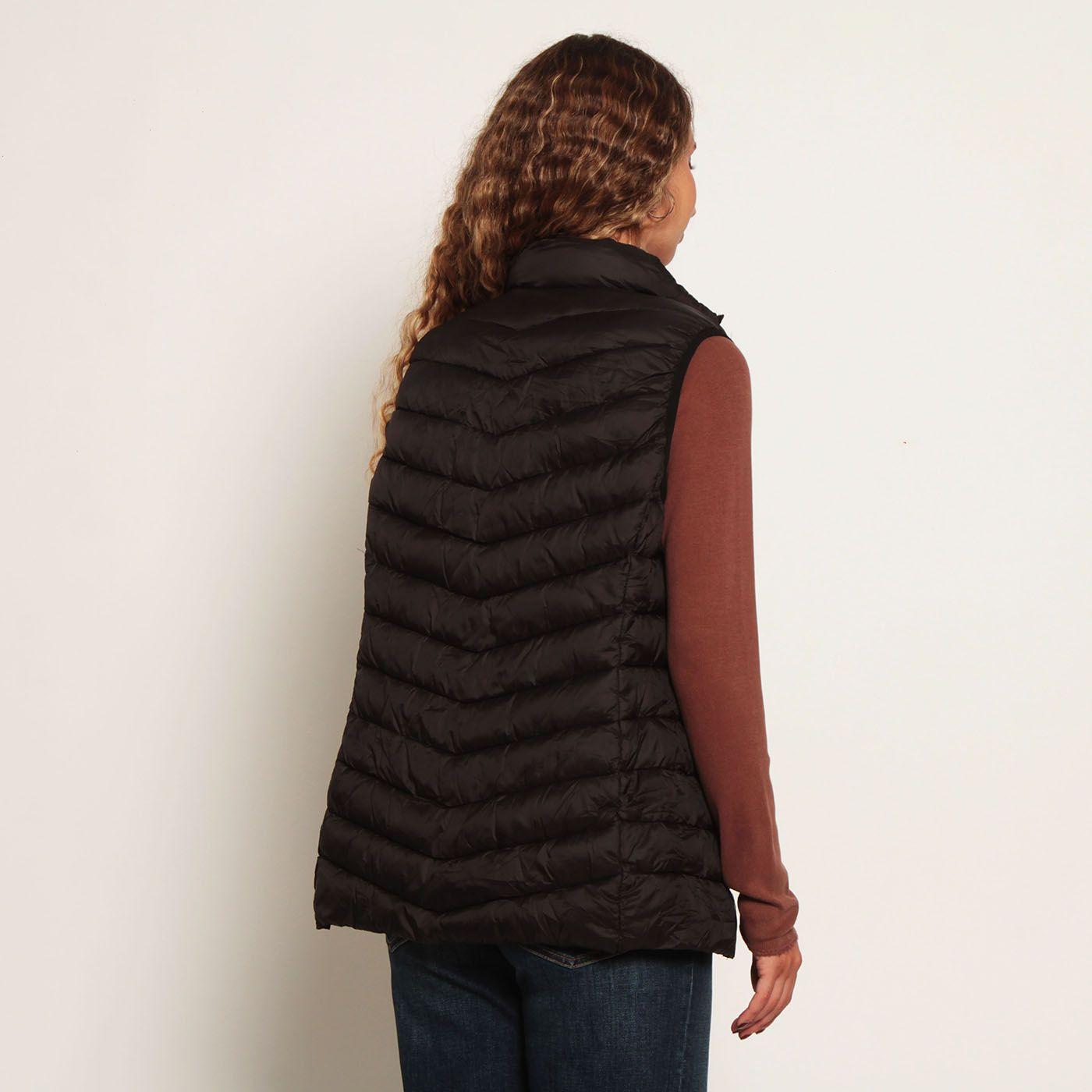 Parka Sin Manga Solida Con Cierre En El Delantero Y Bolsillos-4