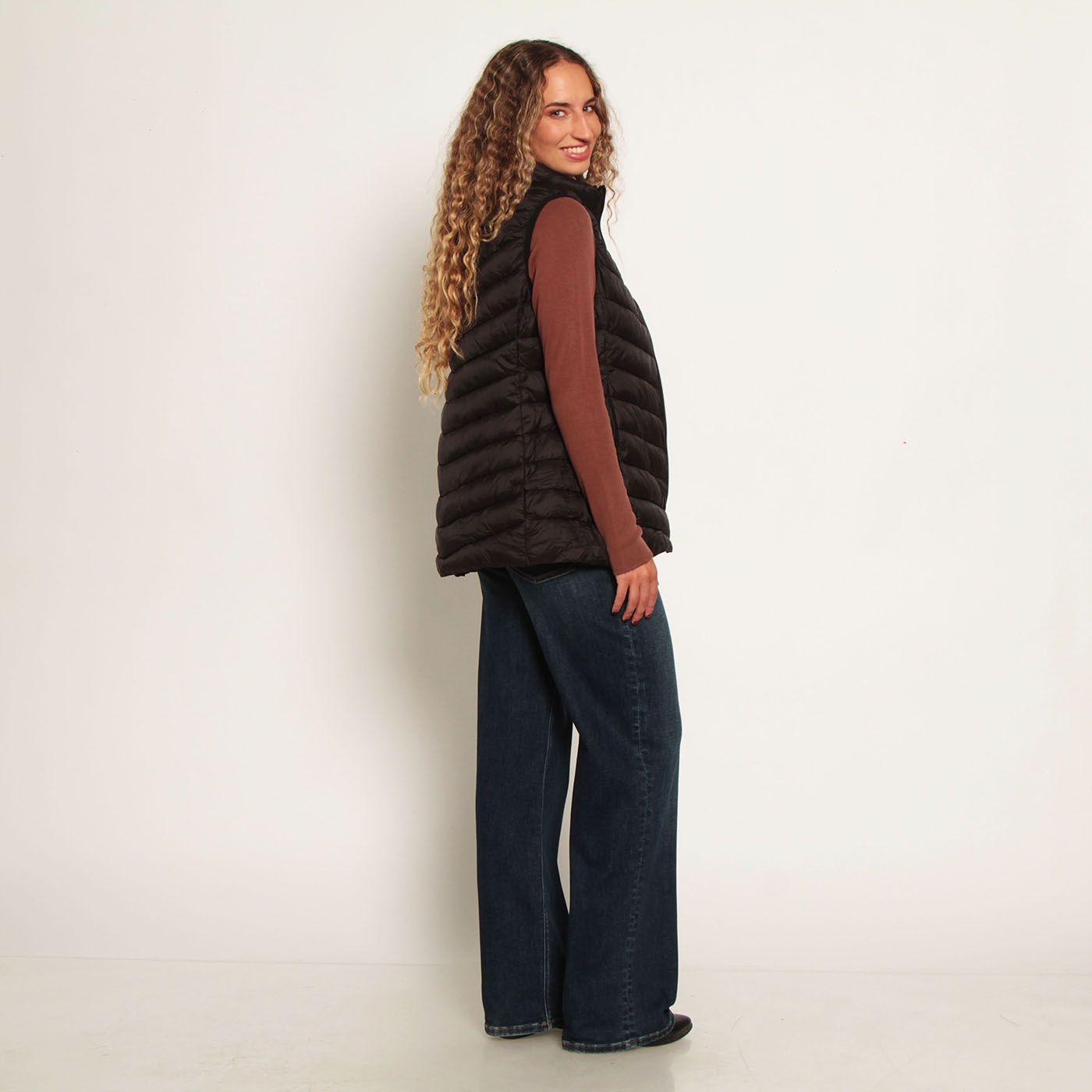 Parka Sin Manga Solida Con Cierre En El Delantero Y Bolsillos-5