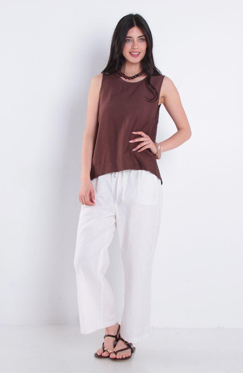 Blusa  Sin Manga Escote Redondo-3