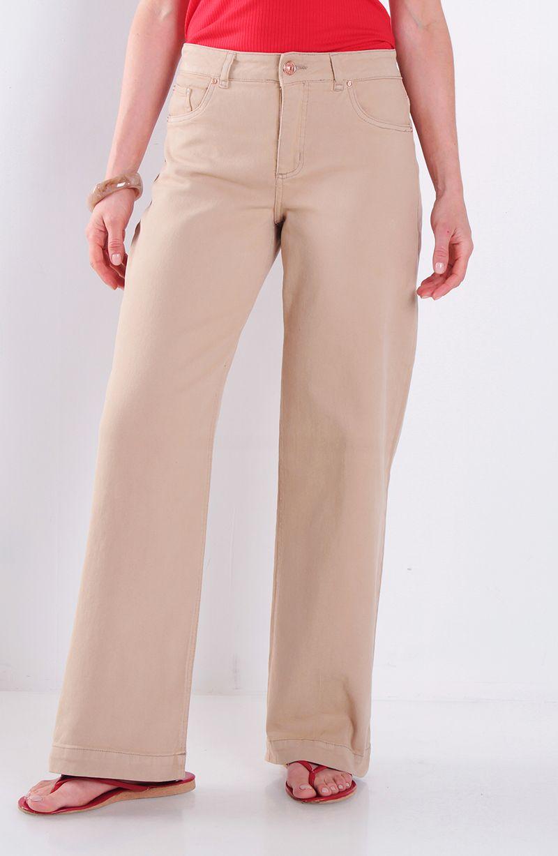 Jeans Wide Leg Tiro Alto  Pretina Basica 1 Boton-1