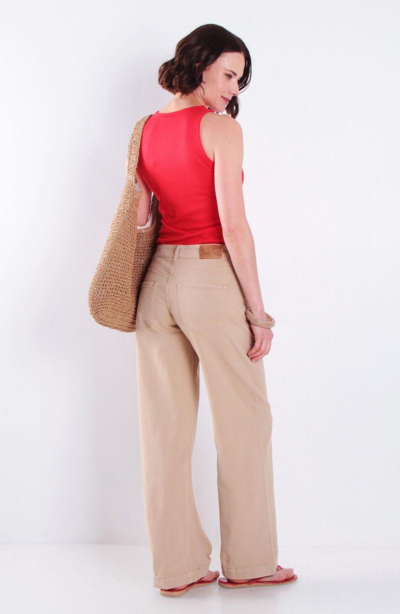 Jeans Wide Leg Tiro Alto  Pretina Basica 1 Boton-5
