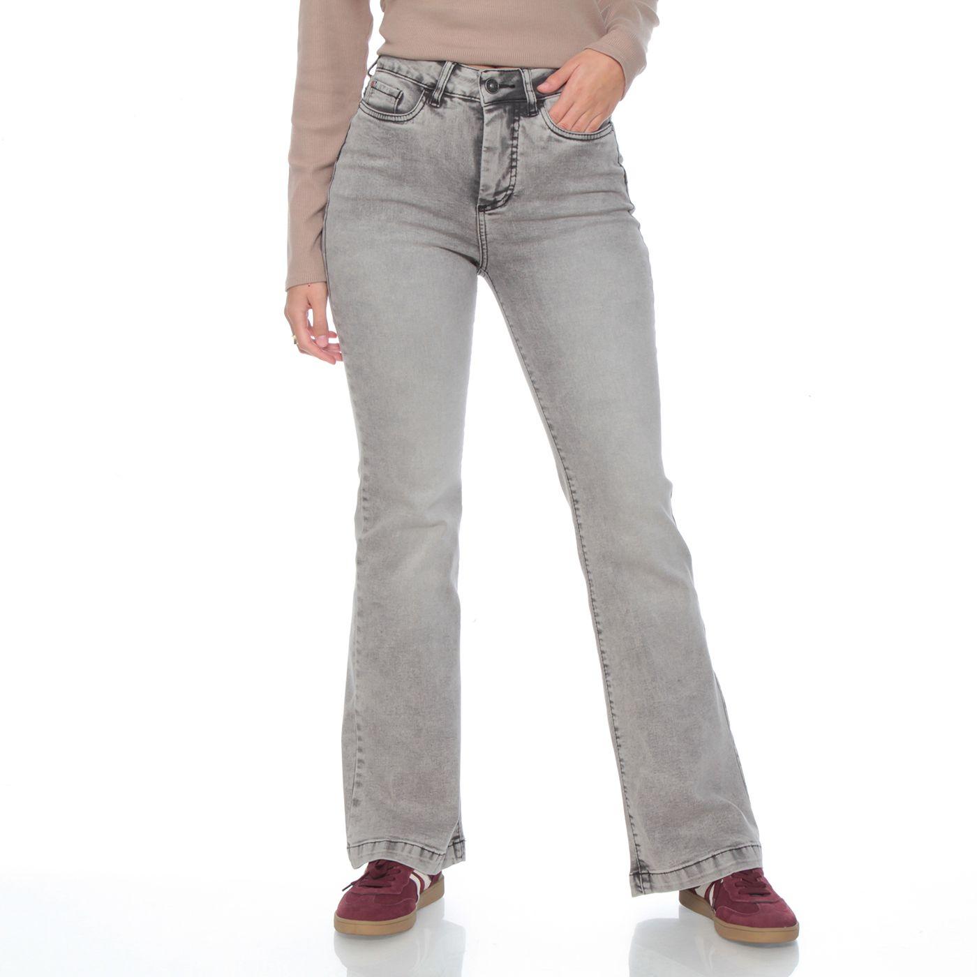 Jeans Flare Tiro Alto  Push Up Pretina Basica 1 Boton-2