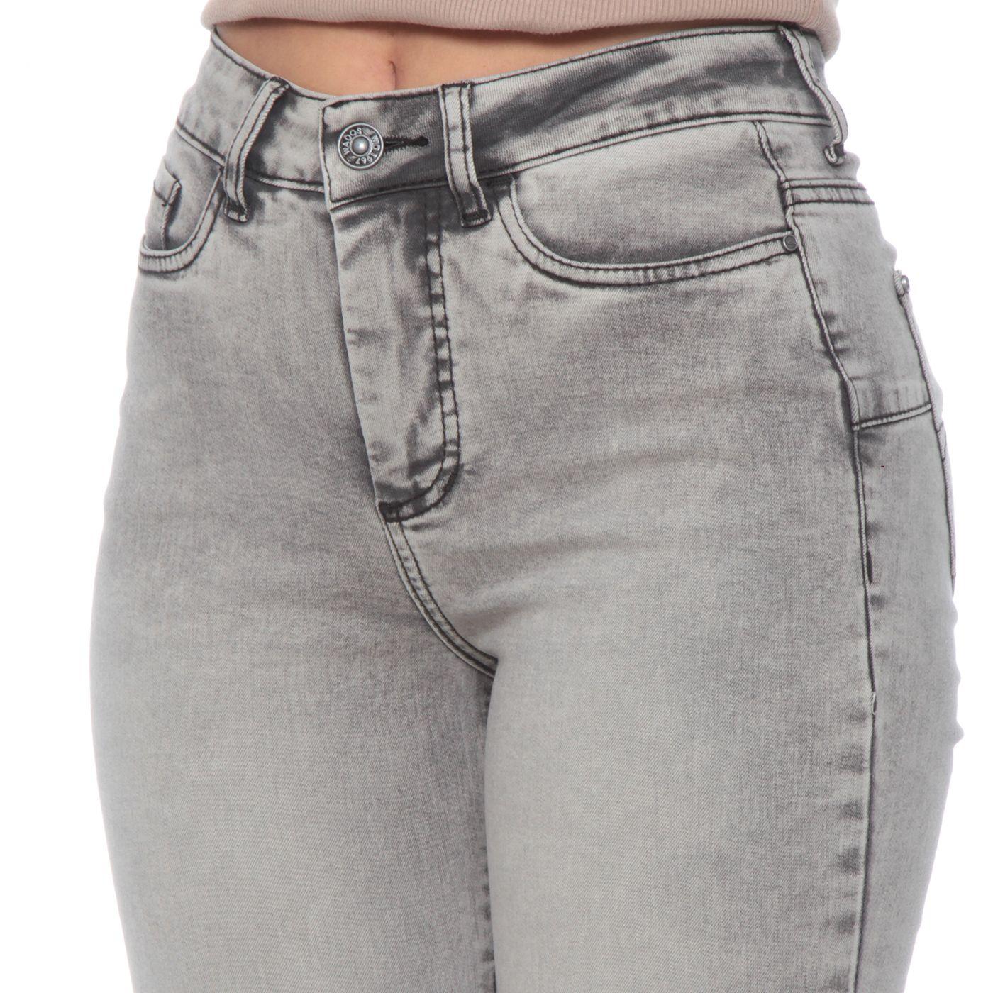 Jeans Flare Tiro Alto  Push Up Pretina Basica 1 Boton-3