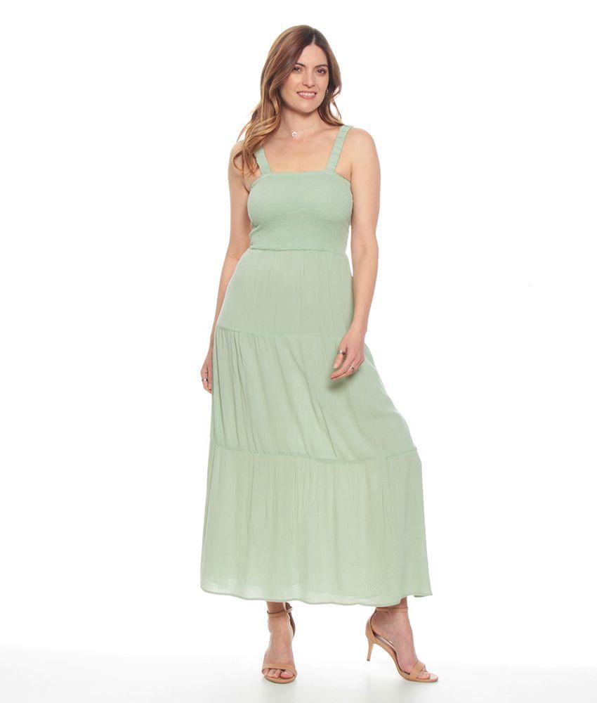 Vestido Sin Manga Solido Escote Cuadrado Detalle Espalda-0