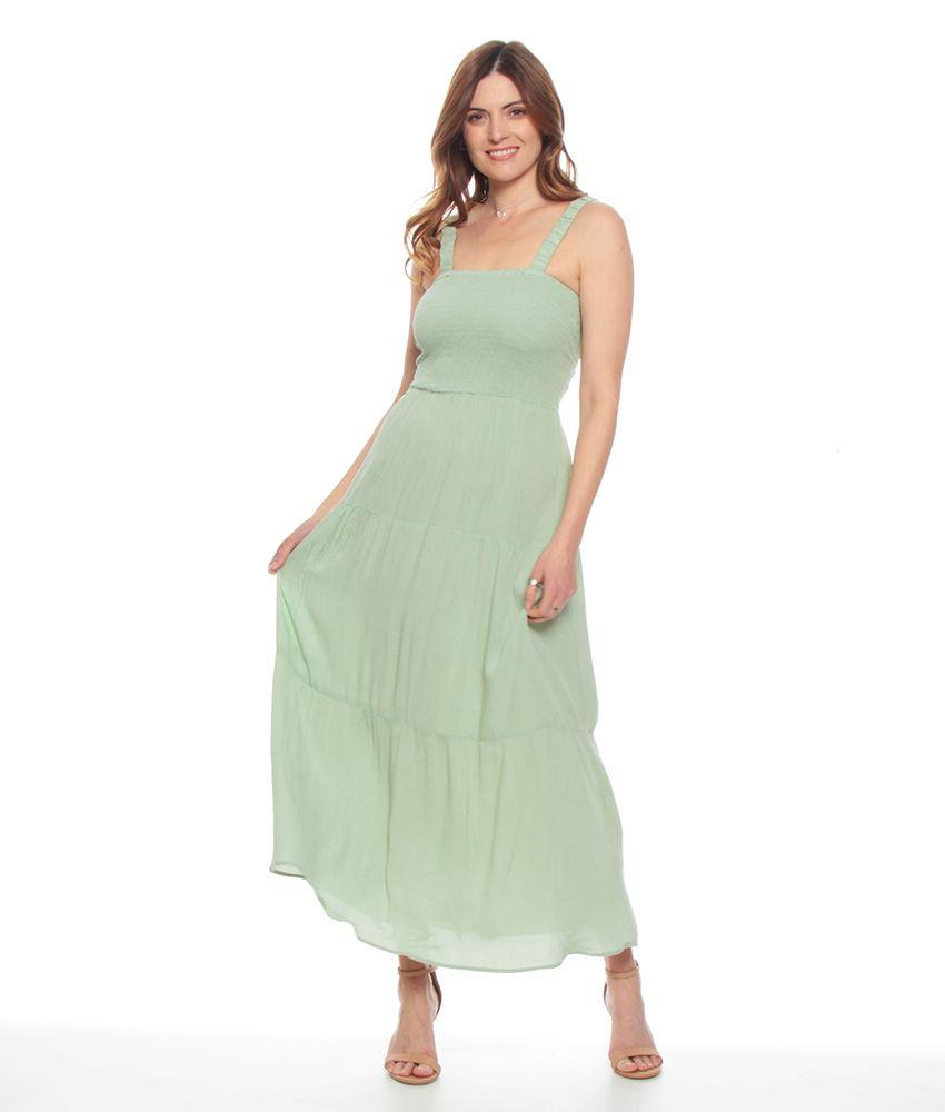 Vestido Sin Manga Solido Escote Cuadrado Detalle Espalda-3