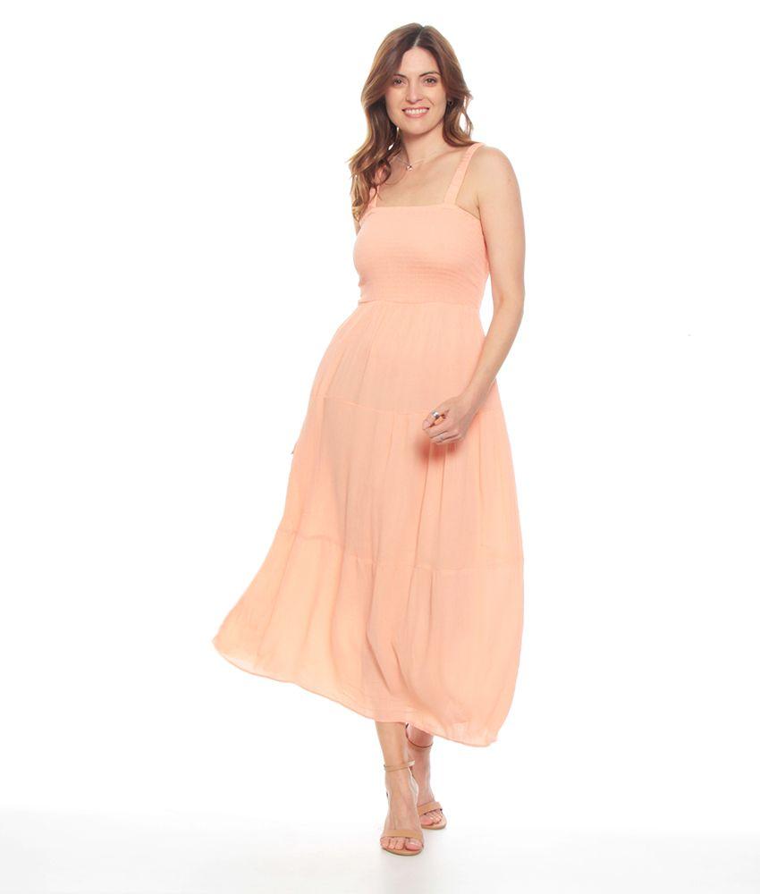 Vestido Sin Manga Solido Escote Cuadrado Detalle Espalda-0