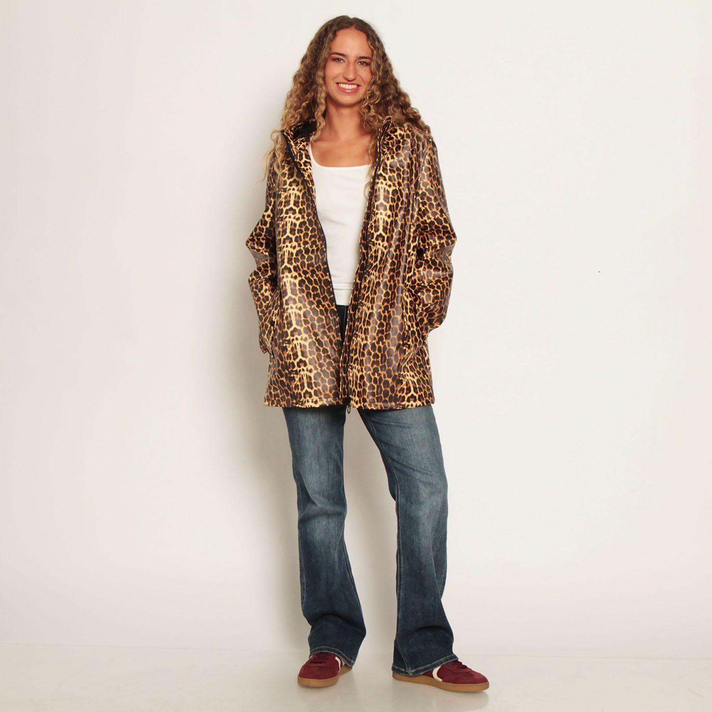 Chaqueta Animal Print Impermeable Manga Larga Con Capucha-2
