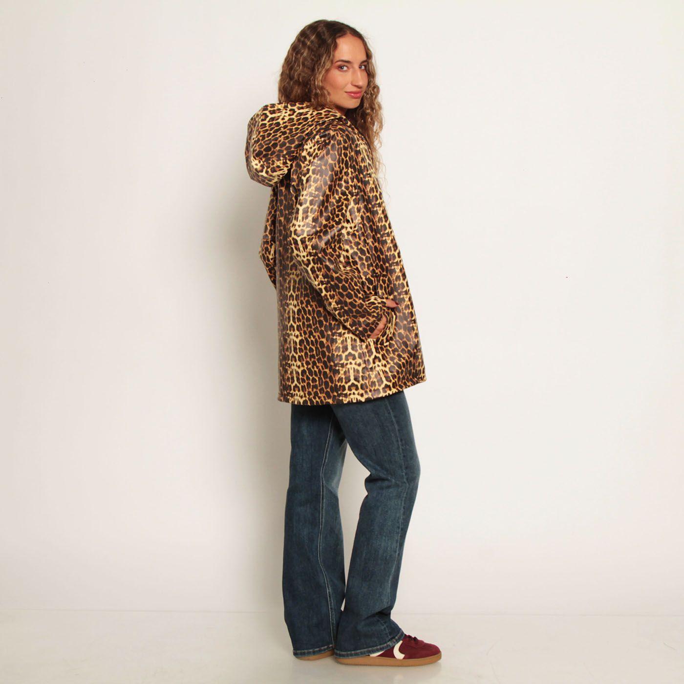 Chaqueta Animal Print Impermeable Manga Larga Con Capucha-5