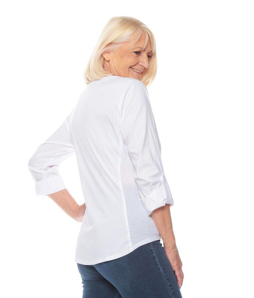Blusa Manga Larga Ajustable Solida Cuello Mao-1