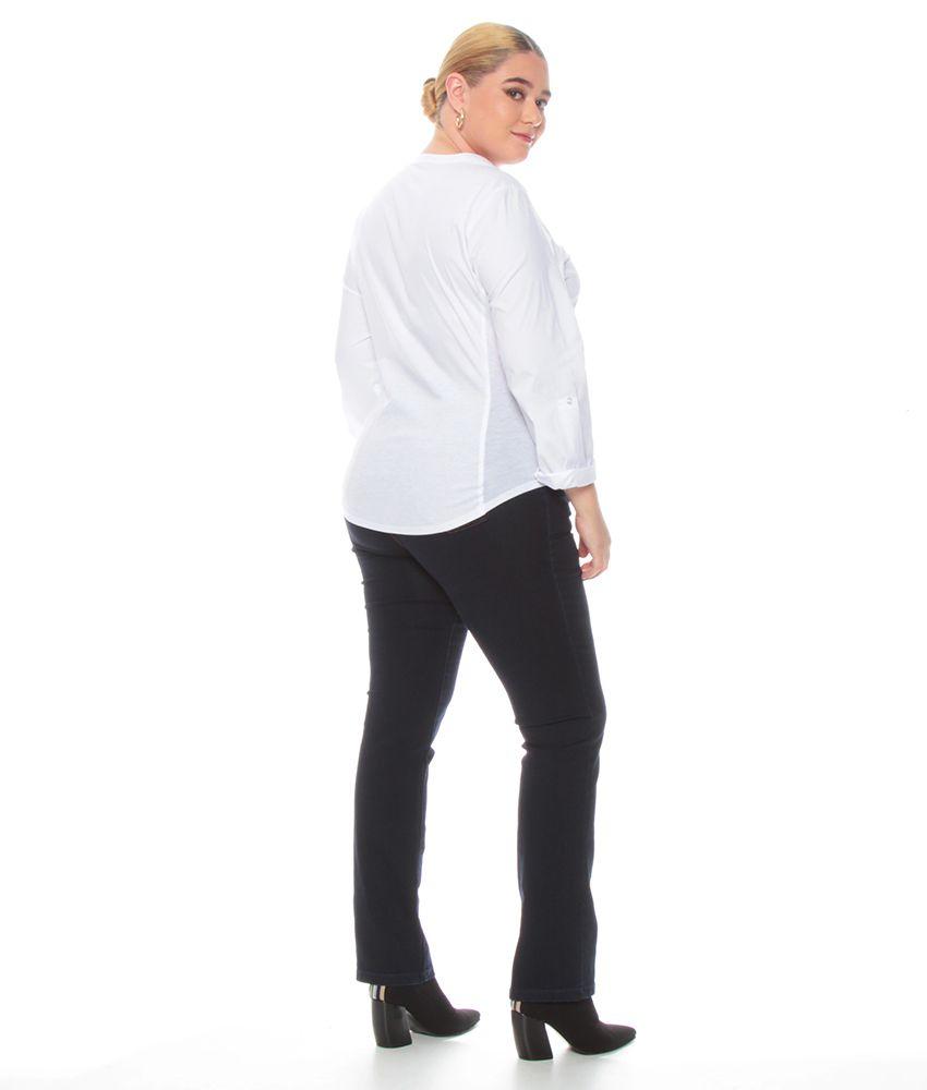 Blusa Manga Larga Ajustable Solida Cuello Mao-5