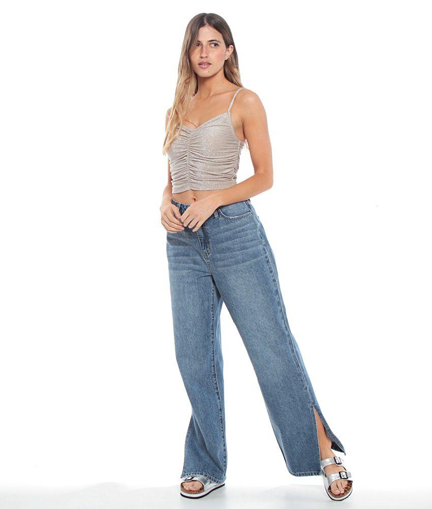 Polera Lurex Con Recogido Pabilos Escote V-2