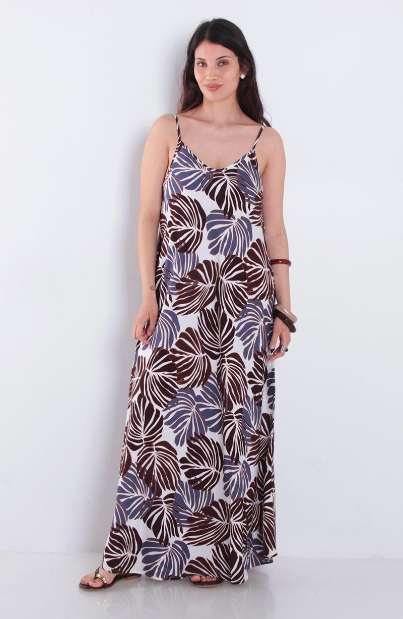Vestido Estampado Sin Manga Escote V-0