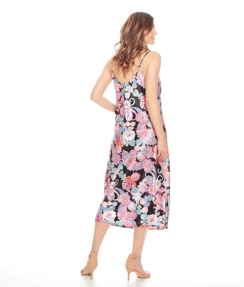 Vestido Sin Manga Pabilo Ajustable0 Estampado Escote Bote-1