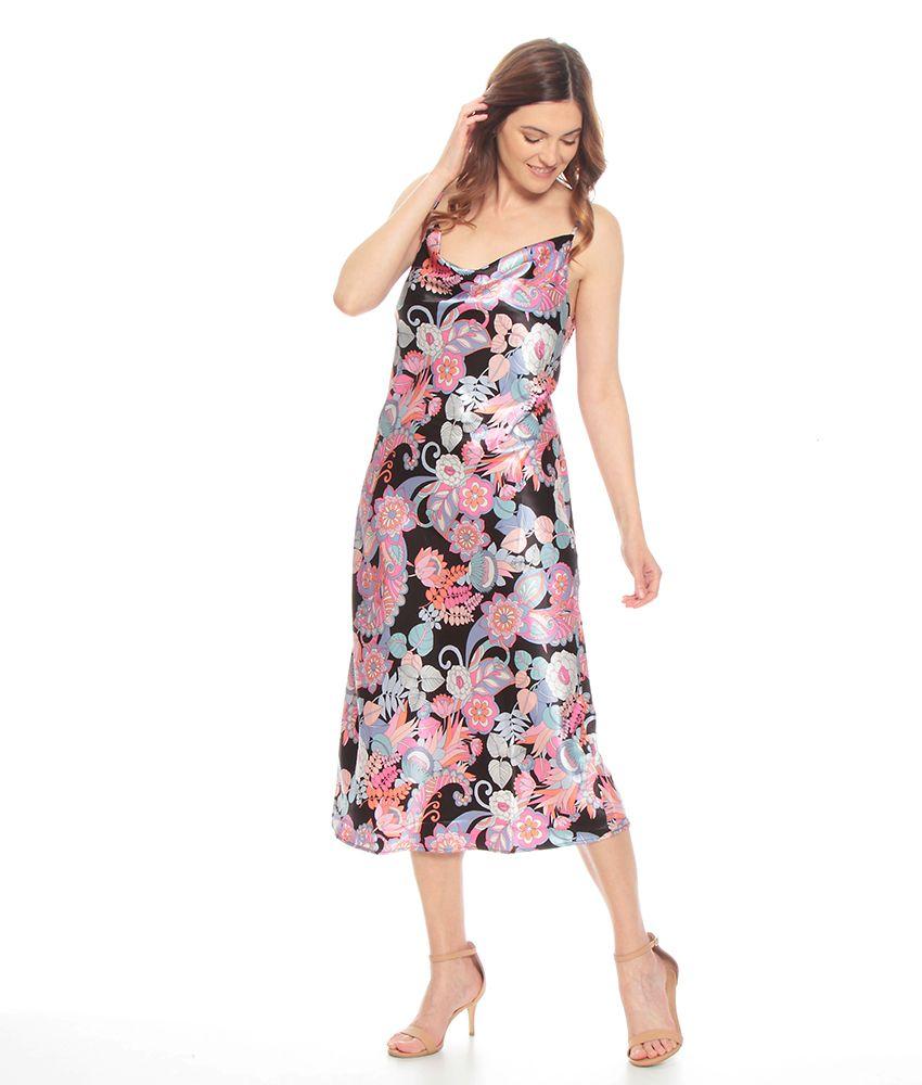 Vestido Sin Manga Pabilo Ajustable0 Estampado Escote Bote-2