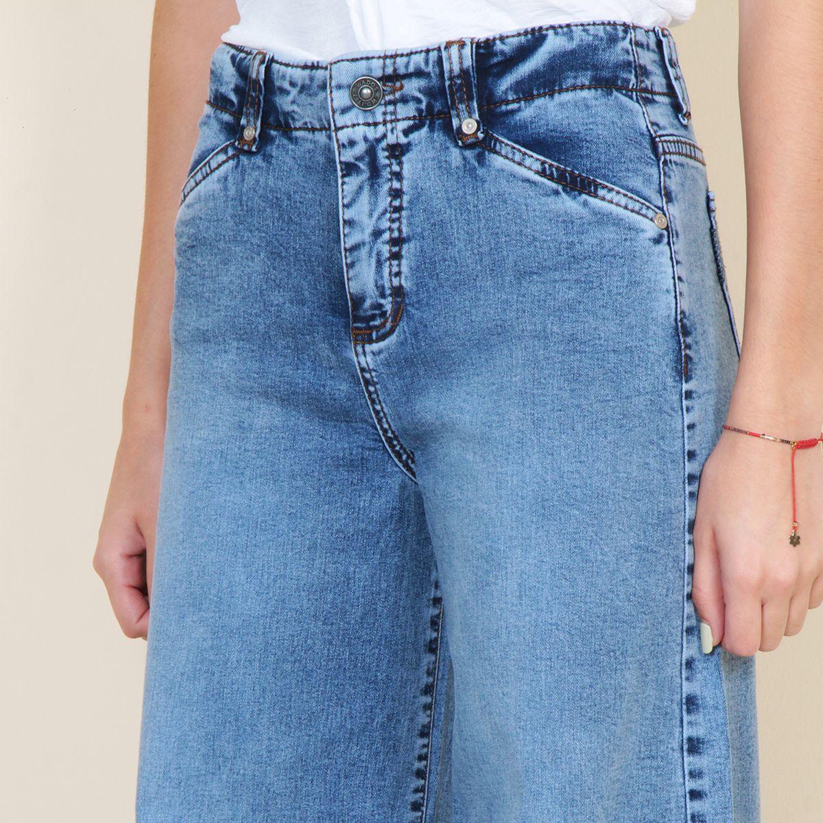 Jeans Wide Leg Tiro Alto  Pretina Interna 1 Boton Bolsillo Huaso-2