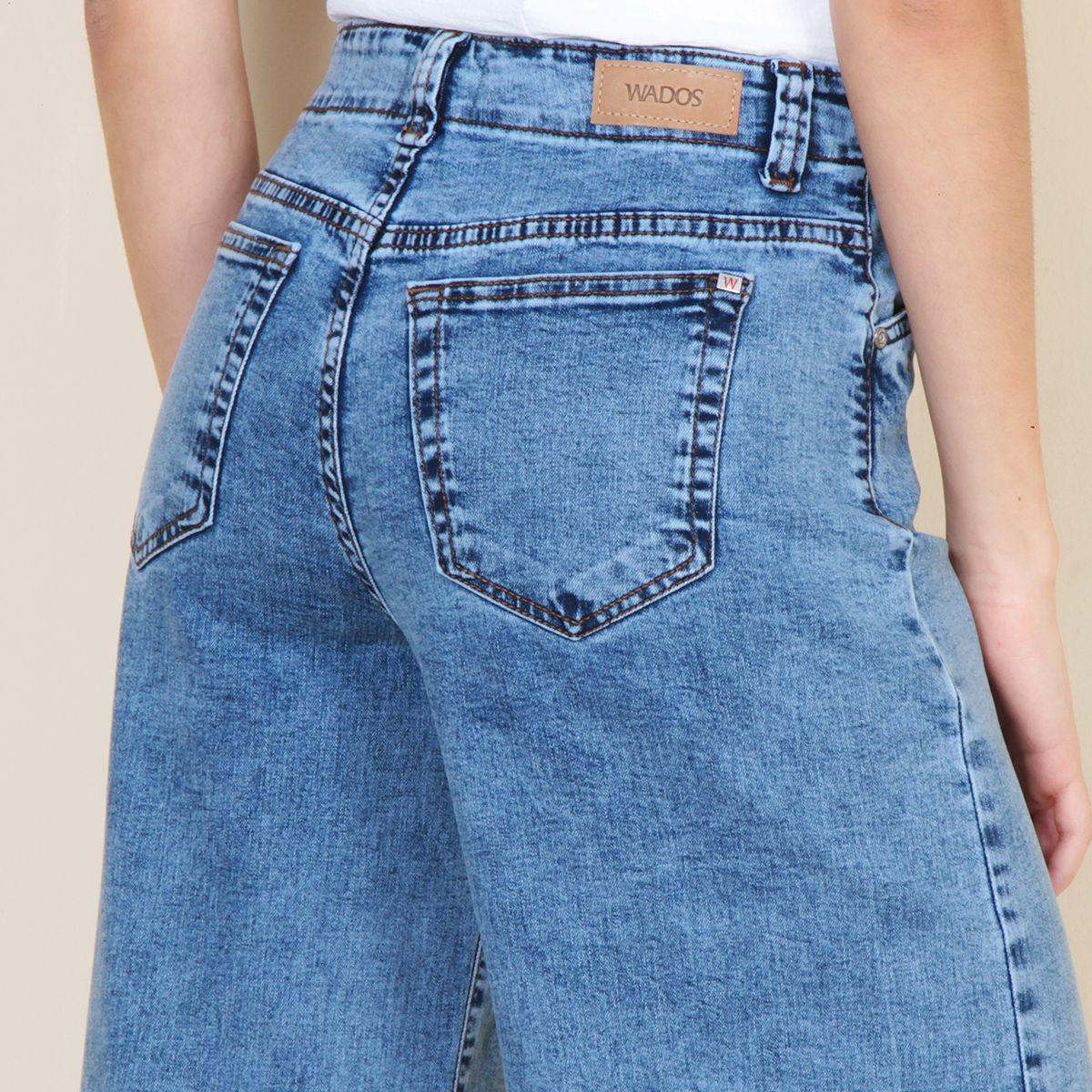 Jeans Wide Leg Tiro Alto  Pretina Interna 1 Boton Bolsillo Huaso-5