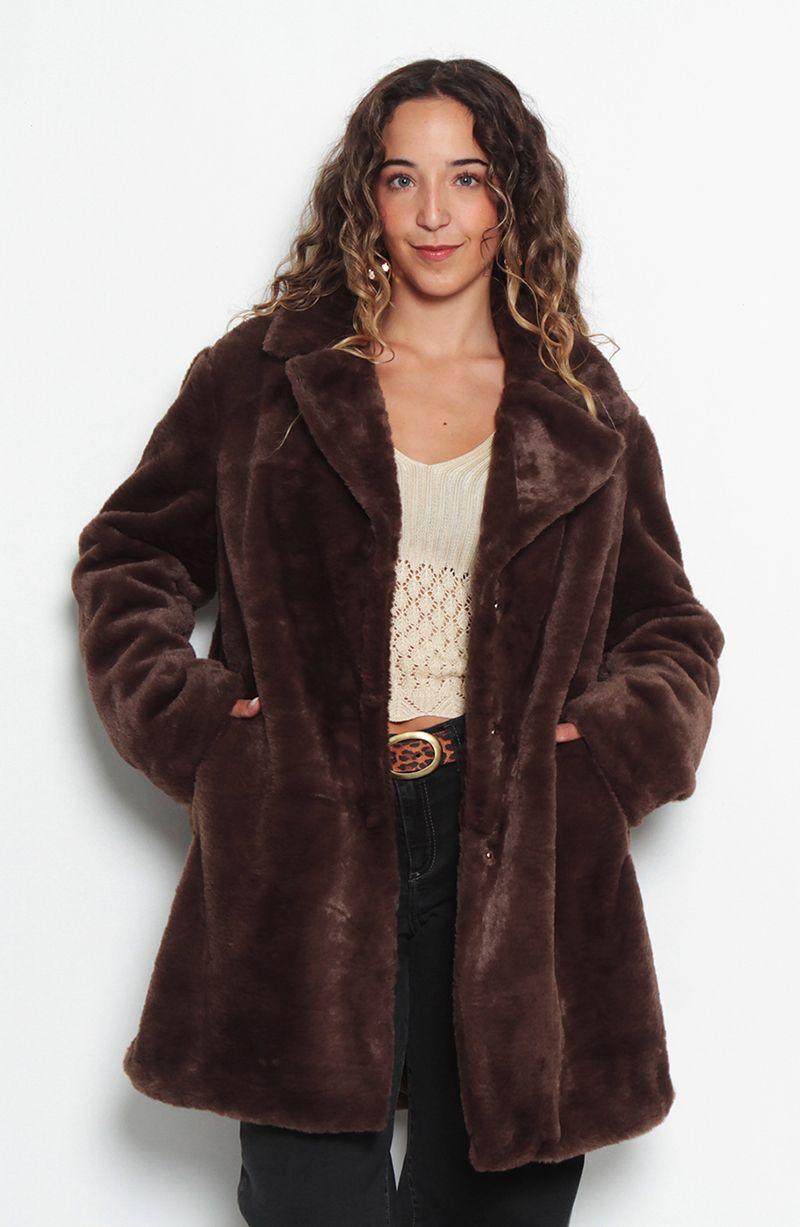 Abrigo Manga Larga De Piel Sintetica-3