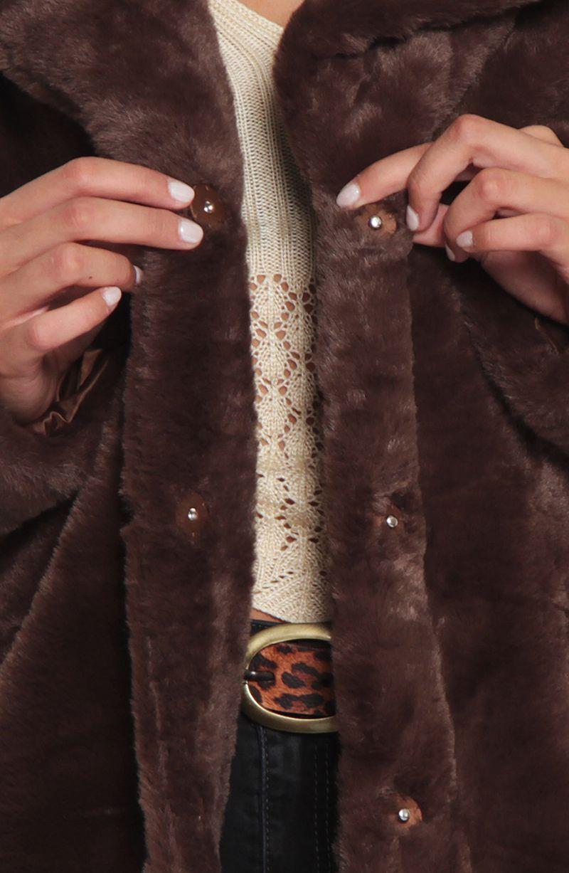 Abrigo Manga Larga De Piel Sintetica-4