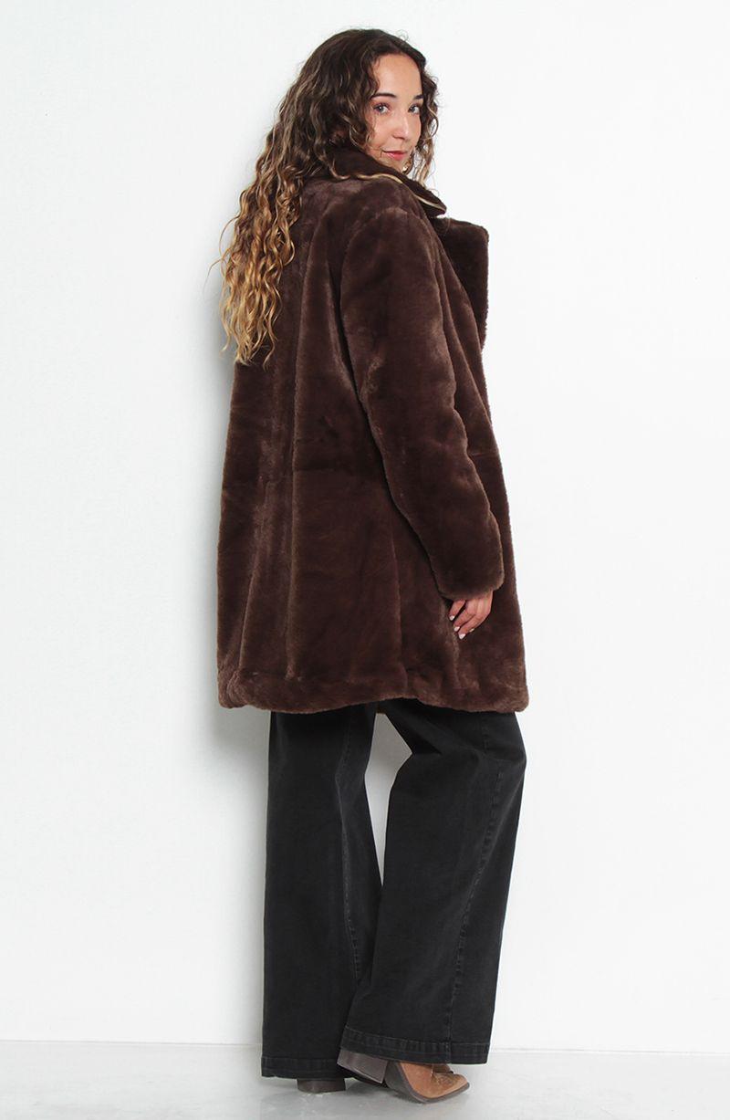 Abrigo Manga Larga De Piel Sintetica-5